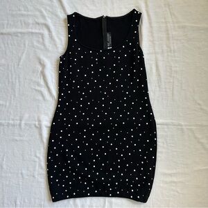 St. John Collection by Marie Gray Knit Black and White Polka Dot Mini Dress